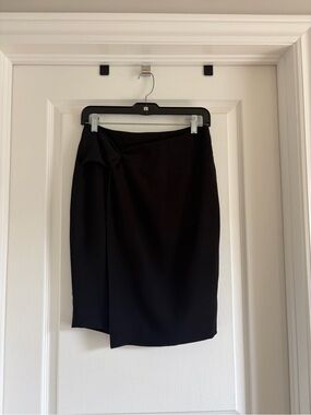 RW&CO. Black Asymmetric Knot-Detail Pencil Skirt